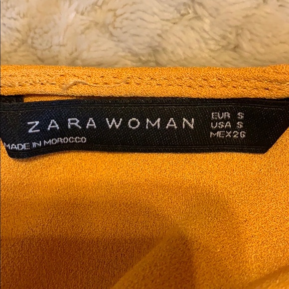 Zara mustard color frill mini dress Size small EUC - Picture 6 of 8